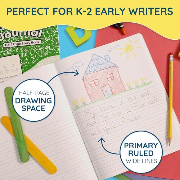 Primary Composition Notebook Grades K-2 Primary Journal Grades Writing Drawing J - Picture 6 of 9
